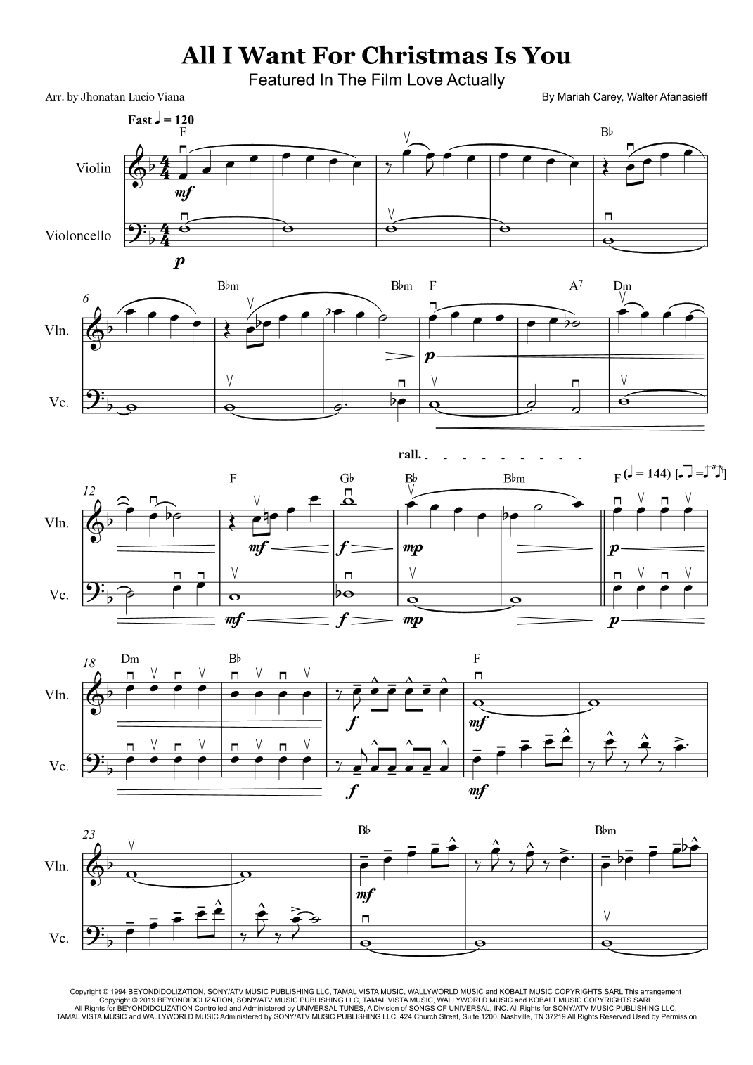 All I Want For Christmas Is You (arr. Jhonatan Lucio Viana)