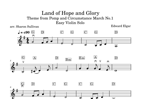 Land of Hope and Glory (Easy violin) (arr. Sharon Sullivan)