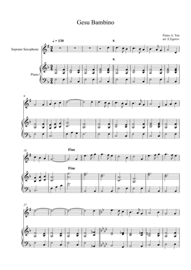 Gesu Bambino (The Infant Jesus), For Soprano Saxophone & Piano