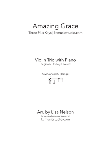 Amazing Grace - Violin Trio with Piano Accompaniment (arr. Lisa Nelson)