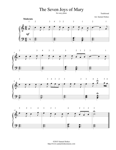 The Seven Joys of Mary - for easy piano (arr. Samuel Stokes)