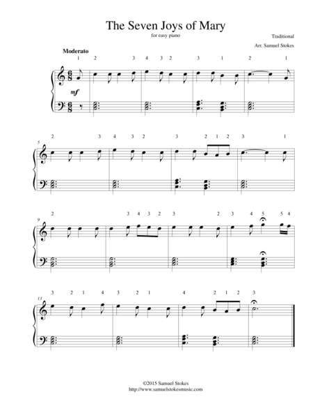 The Seven Joys of Mary - for easy piano (arr. Samuel Stokes)