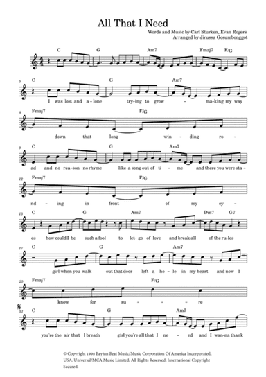 All That I Need (arr. Jirussa Gosumbonggot)
