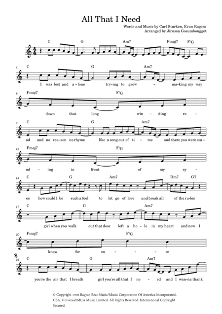 All That I Need (arr. Jirussa Gosumbonggot)