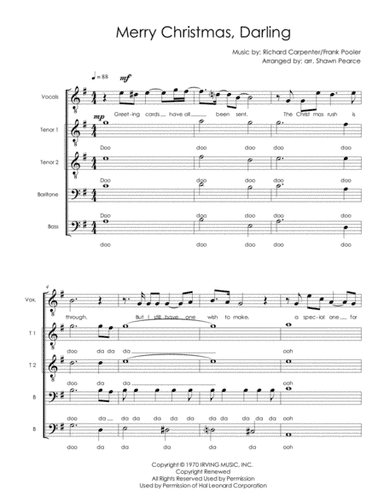 Merry Christmas, Darling (arr. Shawn Pearce)
