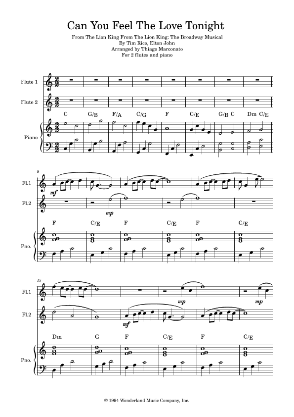 Can You Feel The Love Tonight (arr. Thiago Marconato)