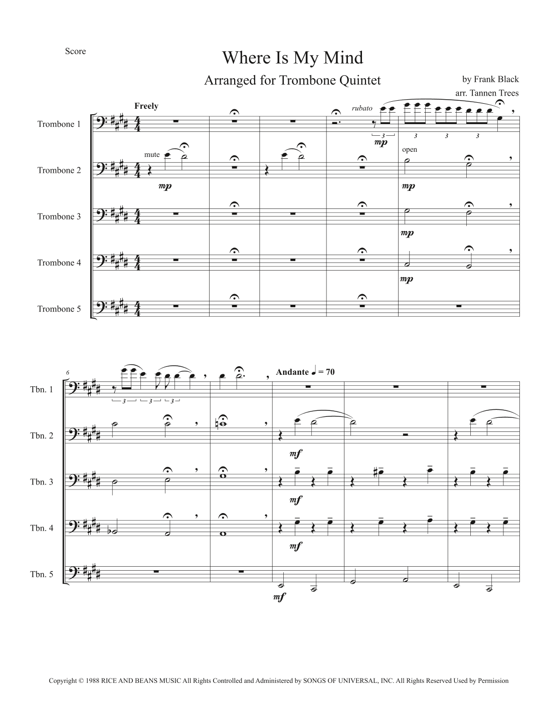Where Is My Mind? (arr. Tannen Trees)