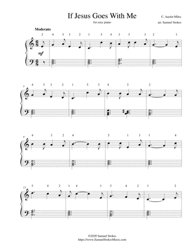 If Jesus Goes with Me - for easy piano (arr. Samuel Stokes)