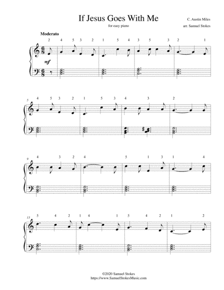 If Jesus Goes with Me - for easy piano (arr. Samuel Stokes)