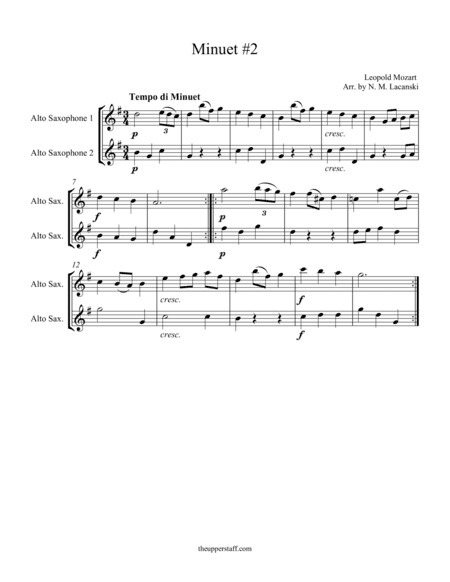 Minuet #2 (arr. Nick Lacanski)