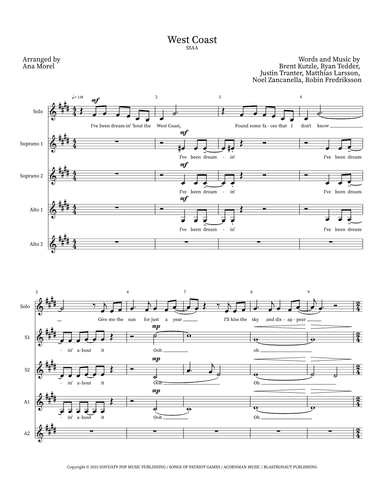 West Coast (arr. Ana Morel)