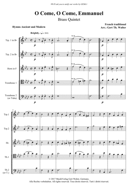 O Come, O Come, Emmanuel (arr. Gert Th. Walter)