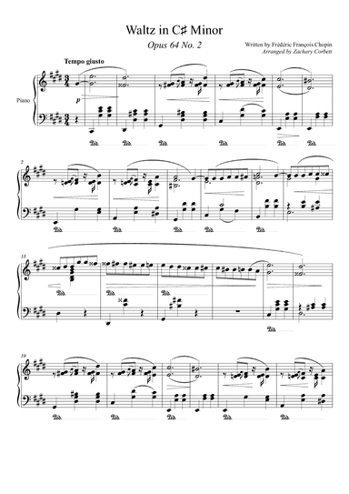 Waltz Opus 64 No. 2 in C# Minor (arr. Zachary Corbett)