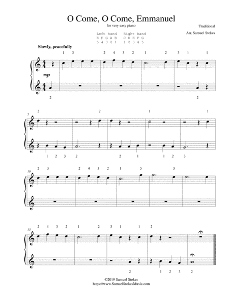 O Come, O Come, Emmanuel - for very easy piano (arr. Samuel Stokes)