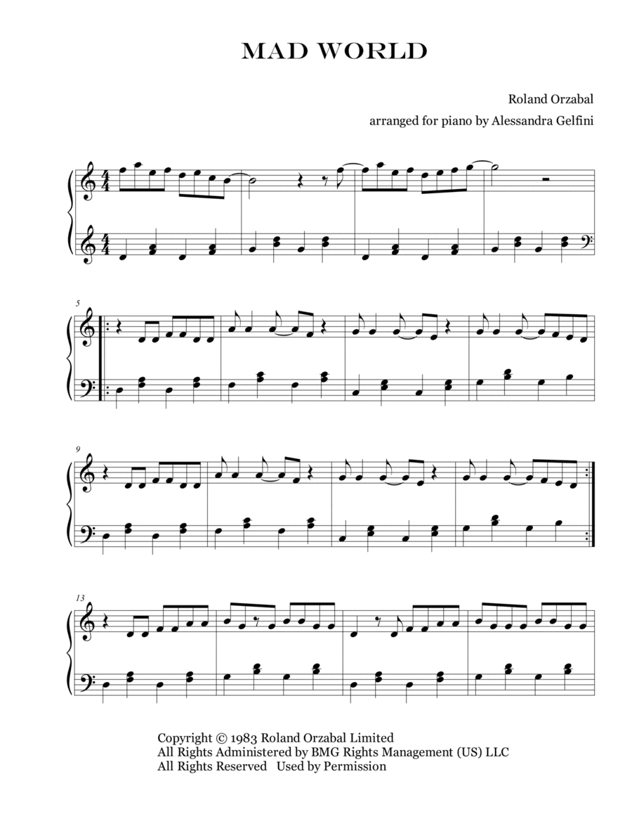 Mad World (arr. Alessandra Gelfini)