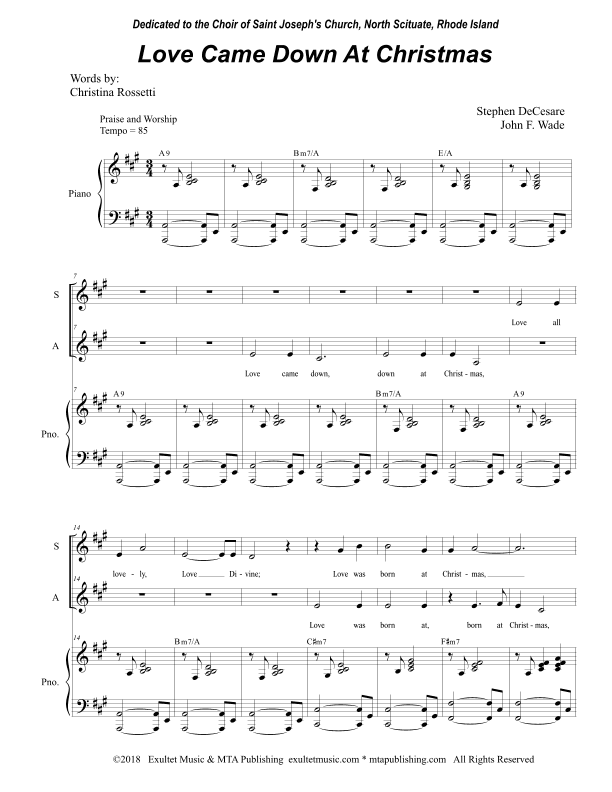 Love Came Down At Christmas (2-part choir - (SA)