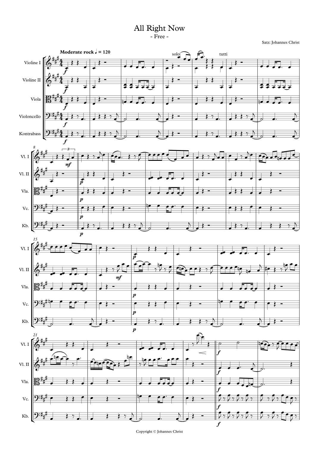 All Right Now (arr. Johannes Christ)