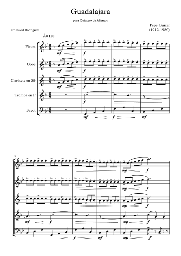 Guadalajara (arr. David Rodríguez)