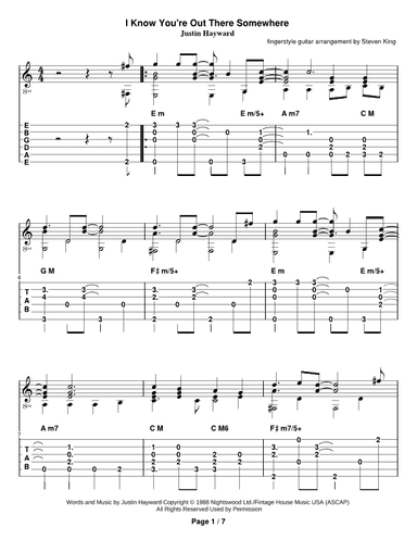 I Know You're Out There Somewhere (arr. Steven Michael King)