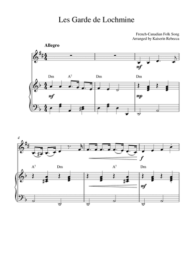 Les Garde de Lochmine (for alto sax solo and piano accompaniment) (arr. Kaiserin Rebecca)