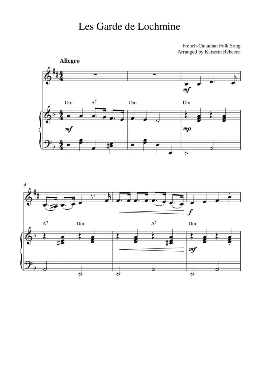 Les Garde de Lochmine (for alto sax solo and piano accompaniment) (arr. Kaiserin Rebecca)