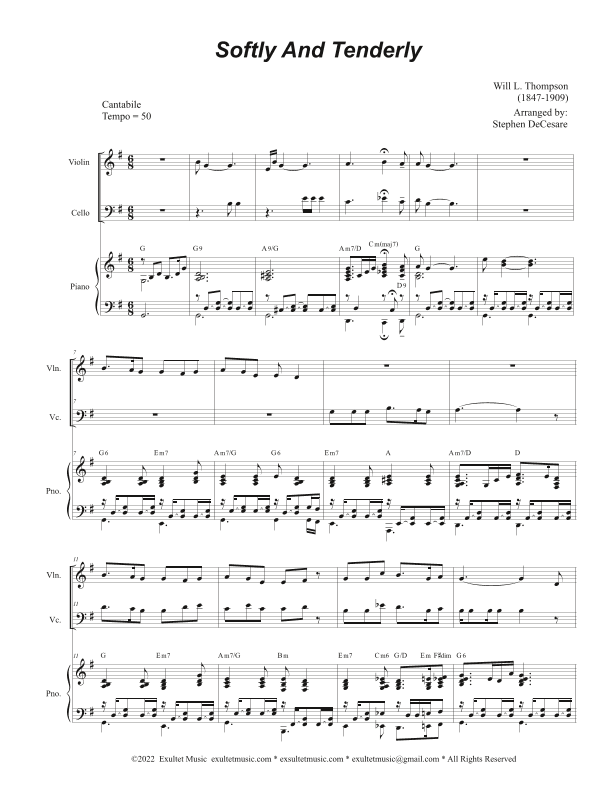 Softly And Tenderly (Duet for Violin and Cello) (arr. Stephen DeCesare)