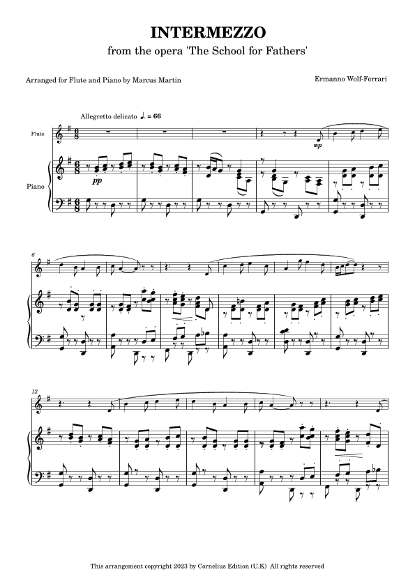 Intermezzo from 'The School for Fathers" for Flute and Piano (arr. Marcus Martin)