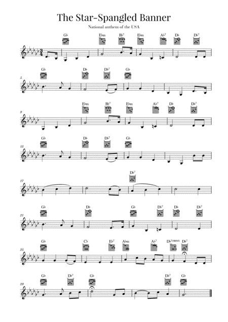 The Star Spangled Banner (National Anthem of the USA) - Guitar - G-flat Major (arr. Cadenza Editions)