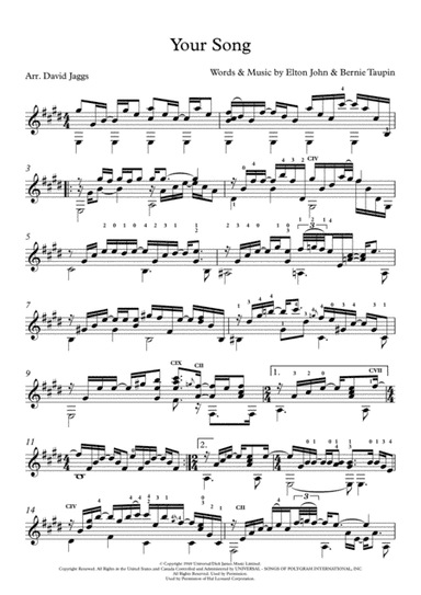 Your Song (arr. David Jaggs)
