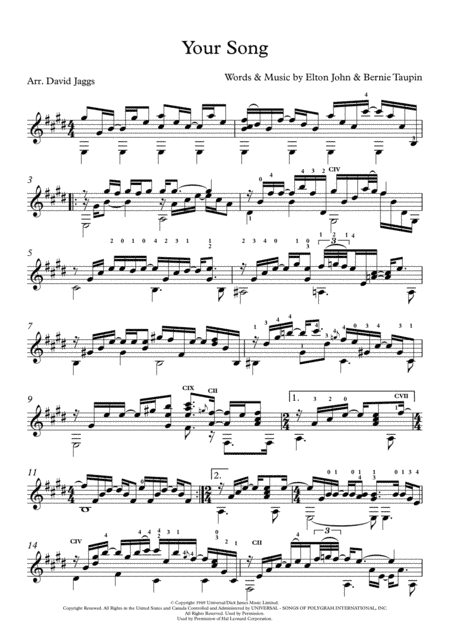 Your Song (arr. David Jaggs)
