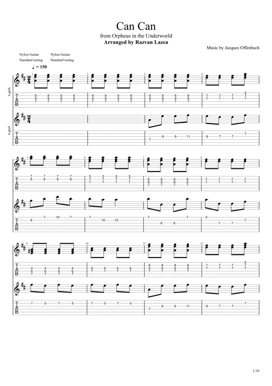 Can Can - Guitar Duet (arr. Razvan's Guitar)