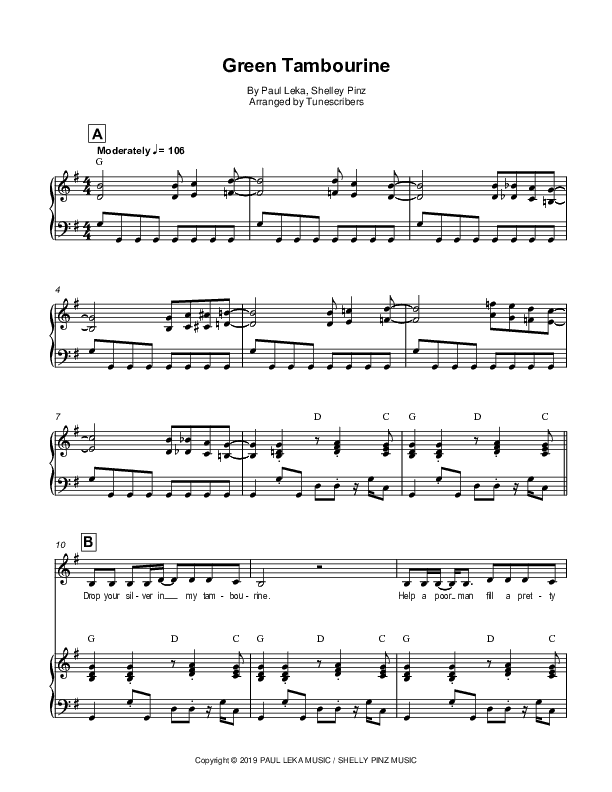 Green Tambourine (arr. Tunescribers)