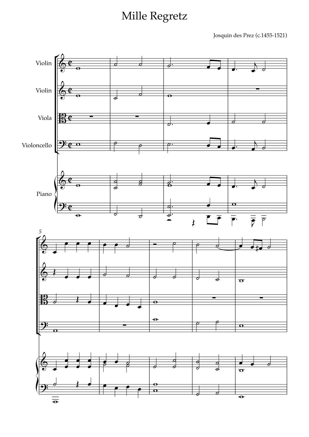 Mille Regretz (arr. Karen Gueiros)