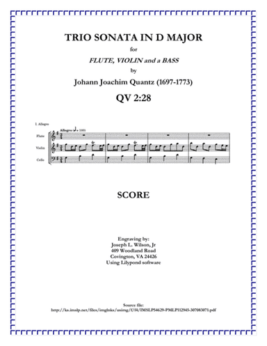 Quantz Trio Sonata in G Major QV 2:28 (arr. Joseph L. Wilson, Jr.)