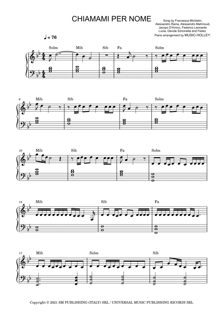 Chiamami Per Nome (arr. Music-holley)