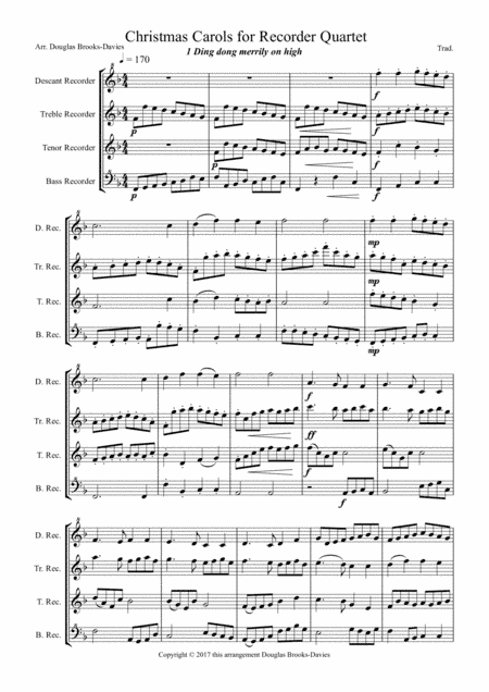 Christmas Carols for Recorder Quartet (arr. Douglas Brooks-Davies)
