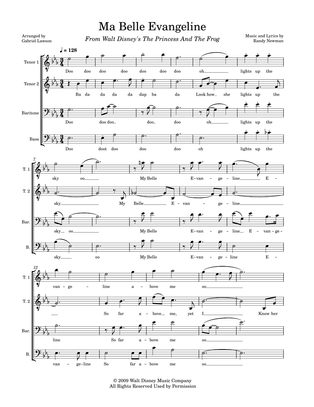 Ma Belle Evangeline (arr. Gabriel Lawson)