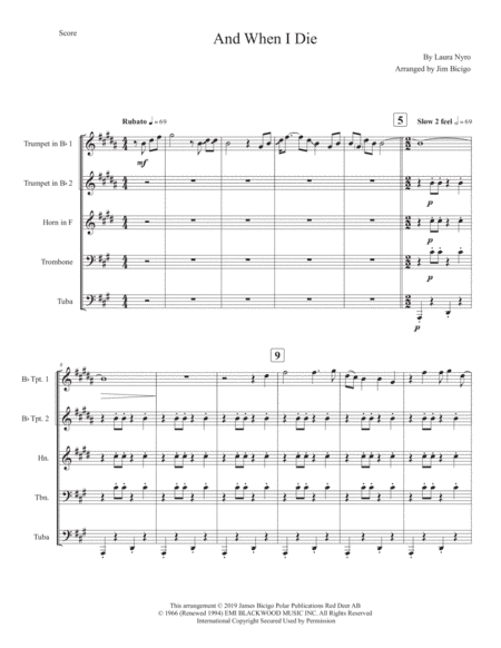 And When I Die (arr. Jim Bicigo)