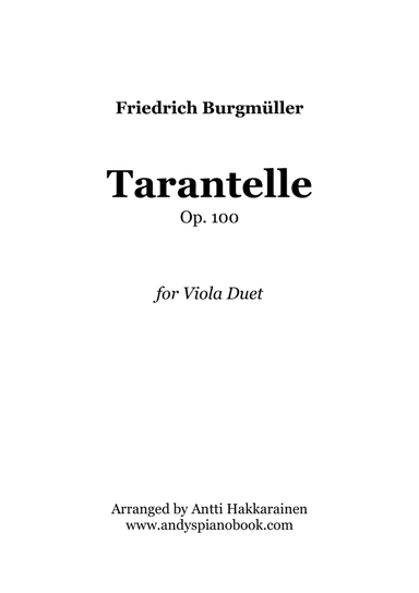 Tarantelle Op. 100 - Viola Duet (arr. Antti Hakkarainen)