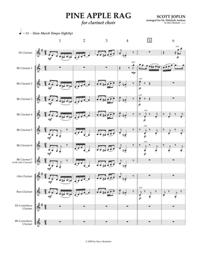 Joplin:  Pine Apple Rag for Clarinet Choir (arr. Reisteter) (arr. Steve Reisteter)