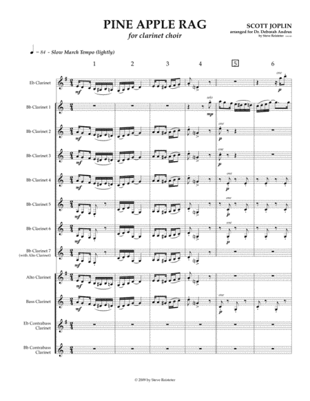 Joplin:  Pine Apple Rag for Clarinet Choir (arr. Reisteter) (arr. Steve Reisteter)