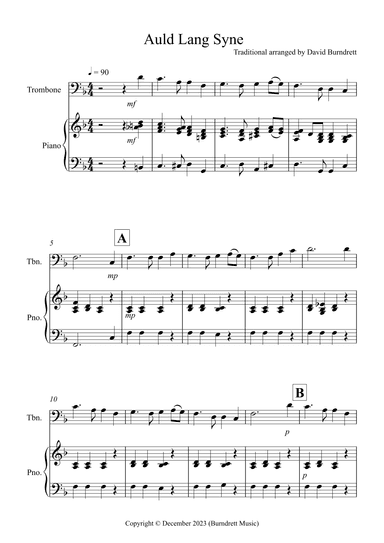 Auld Lang Syne for Trombone and Piano (arr. David Burndrett)
