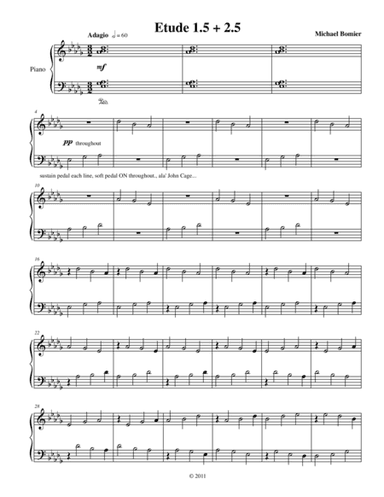 Etude 1.5 + 2.5 for Piano Solo from 25 Etudes using Symmetry, Mirroring and Intervals