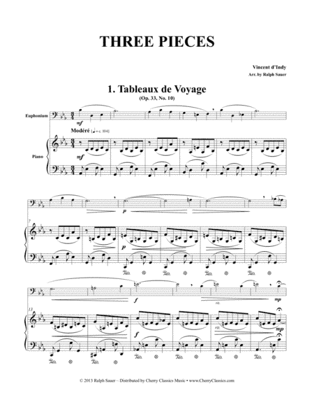 Three Pieces for Euphonium and Piano (arr. Ralph Sauer)