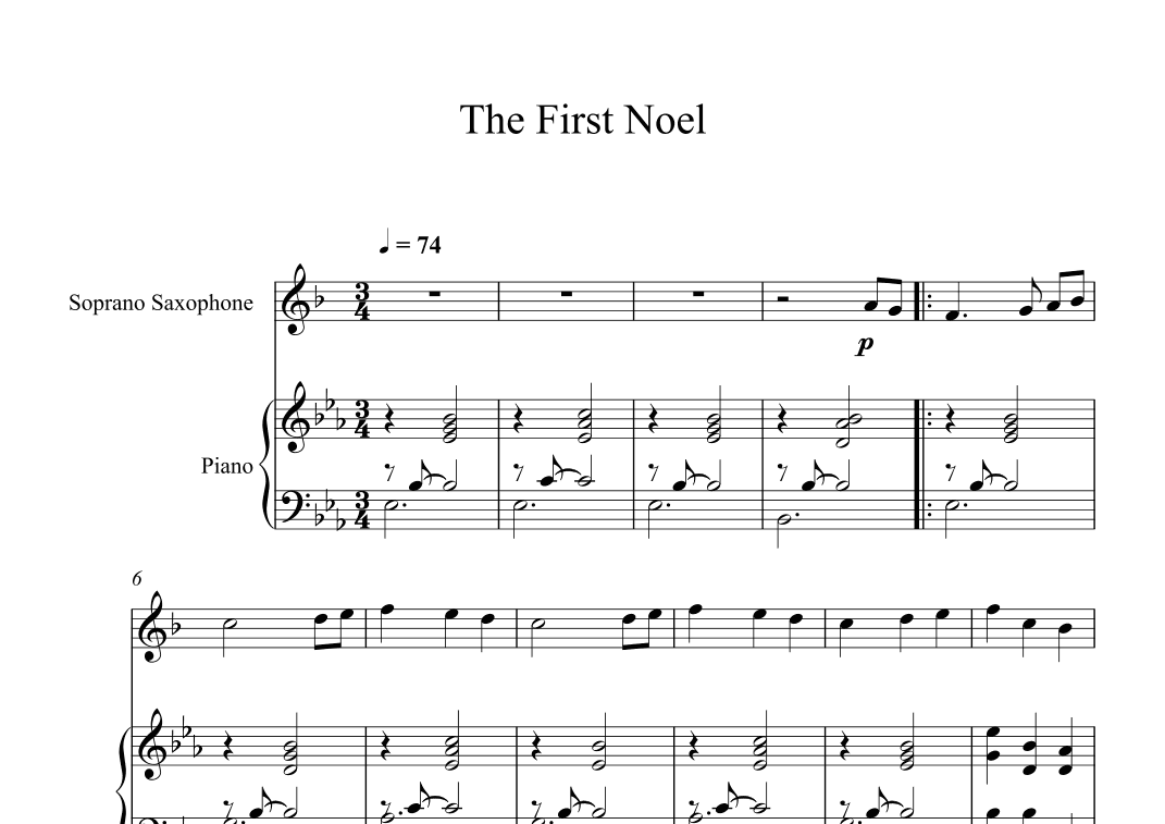 The First Noel (Soprano Sax + Piano) (arr. Digital Book Music)