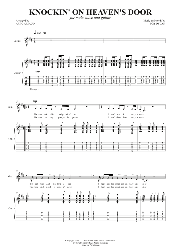 Knockin' On Heaven's Door (arr. Art.o Artaud)