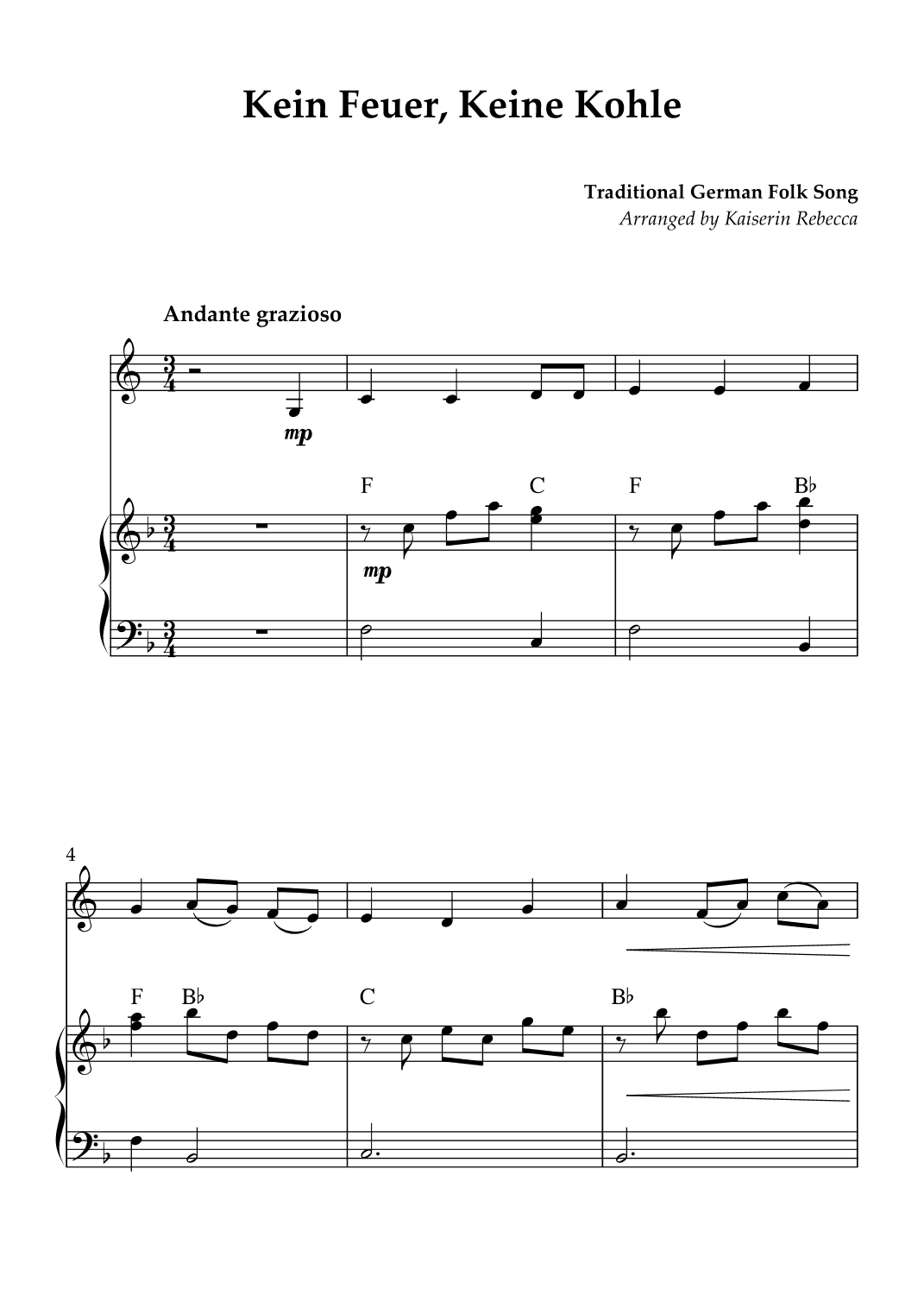 Kein Feuer, Keine Kohle (arr. Kaiserin Rebecca)