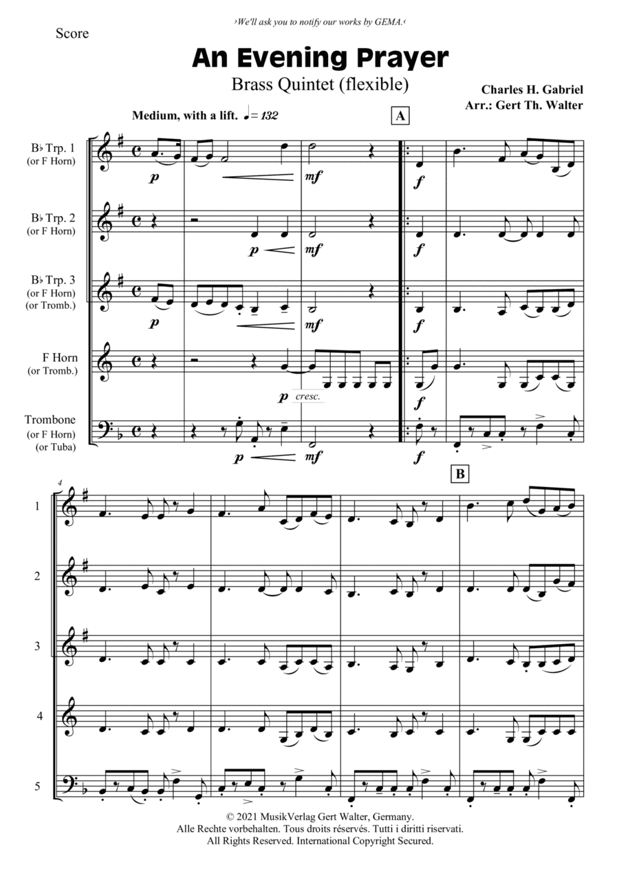 An Evening Prayer (arr. Gert Th. Walter)