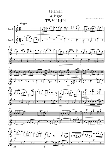 Oboe Duet  - Allegro by Teleman (arr. Ellen Macpherson)