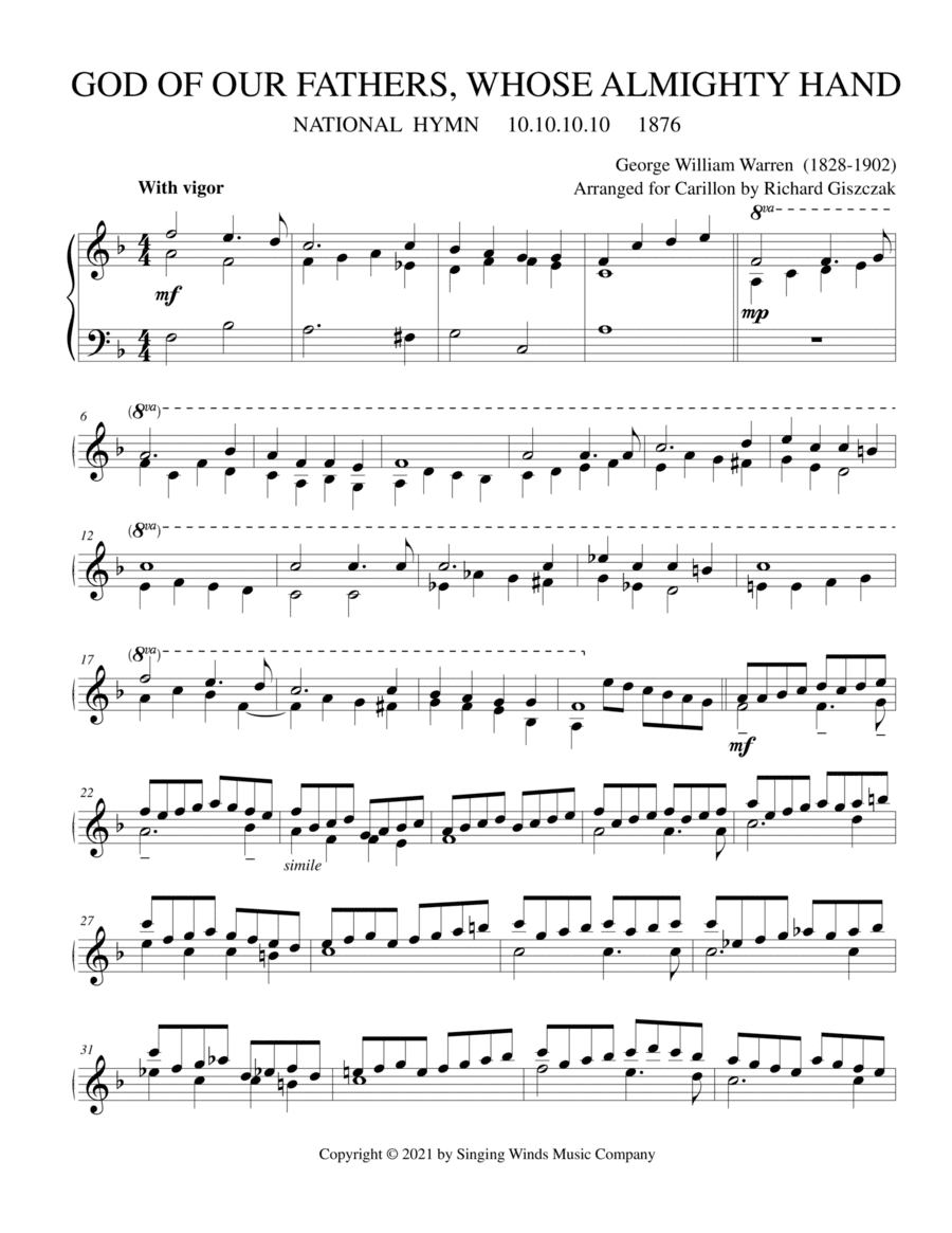 God of Our Fathers, Whose Almighty Hand (NATIONAL HYMN) (arr. Richard Giszczak)